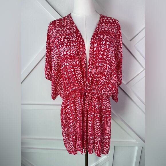 Victoria's Secret Other - NWT Victoria’s Secret Red White Heart Print Kimono Robe One Size OS Cover Up
